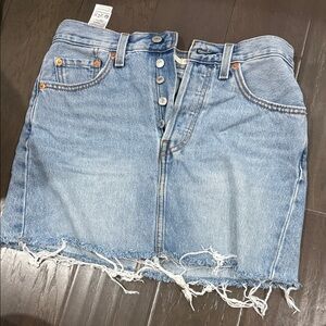 Levi's Light Blue Frayed Denim Mini Skirt